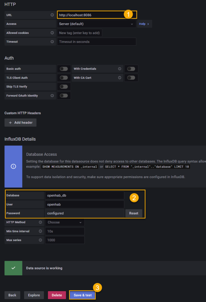 InfluxDB Datenquelle Grafana einrichten