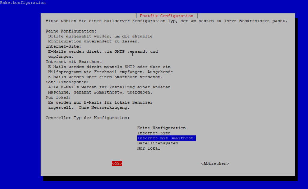 postfix Konfiguration als smarthost