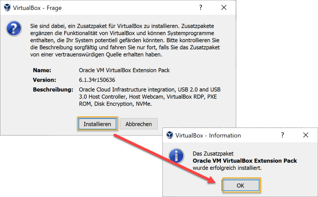 Installation VirtualBox Extension-Pack